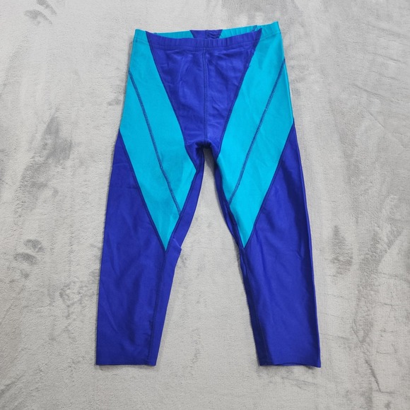 Pants - Vintage Leggings Womens M Blue Chevron Coolorblock Capri Cycling Yoga Workout